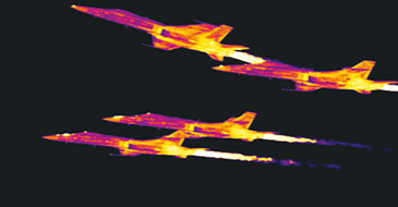 thermal image of four jets